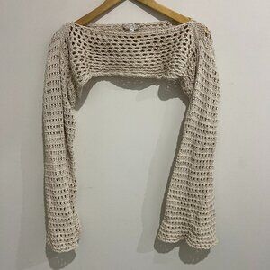 FREE PEOPLE Hayley White Knit Crochet Bolero Top size M / L